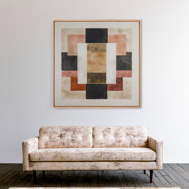 Modern Geometric Composition for Living Spaces Framed Canvas Print, Wall Art, Wall Hanging, Living Room Decor, Abstract Art, WAL-1x1-52