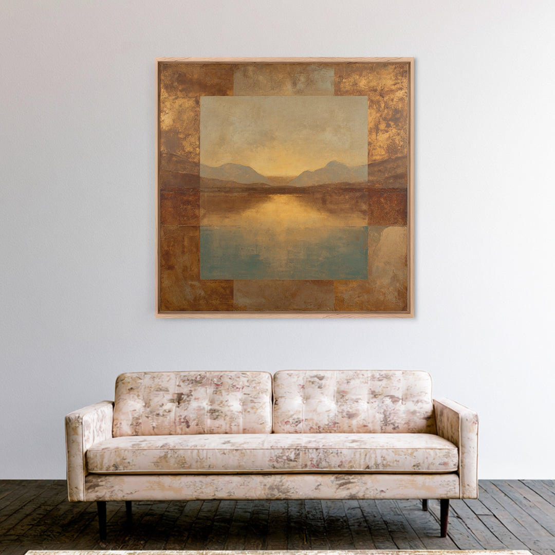 Desert Landscape in Warm Terracotta Tones Canvas Print, Wall Art, Abstract Wall Art, Living Room Decor, Watercolor Art, WAL-1x1-55