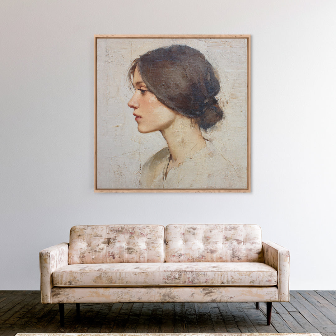 Minimal Line Portrait Framed Canvas Print, Wall Art, Abstract Art, Living Room Decor, Fine Art, Boho Decor, Luxury Decor, WAL-1x1-6