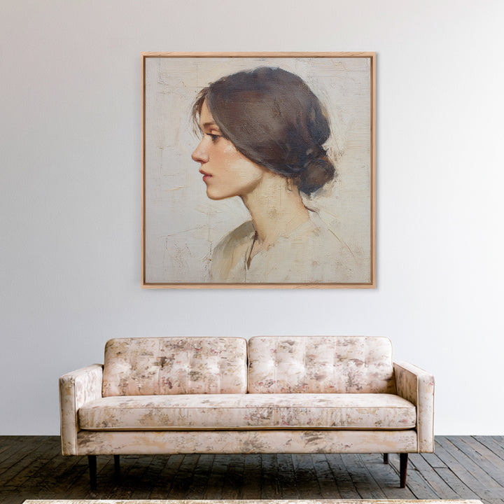Minimal Line Portrait Framed Canvas Print, Wall Art, Abstract Art, Living Room Decor, Fine Art, Boho Decor, Luxury Decor, WAL-1x1-6