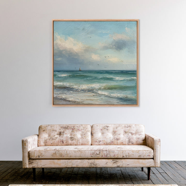 Classic Seascape with Dramatic Clouds Canvas Print, Wall Art, Statement Artwork, Living Room Decor, Fine Art, WAL-1x1-75