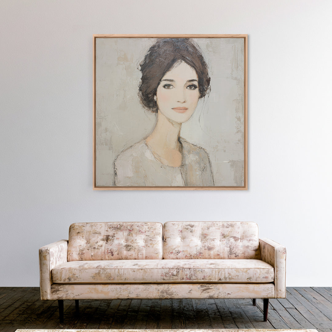 Minimal Line Portrait Framed Canvas Print, Wall Art, Statement Artwork, Living Room Decor, Fine Art, Wall Decor, WAL-1x1-78