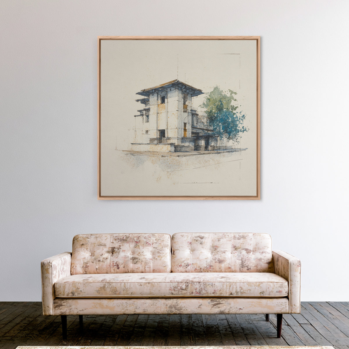 Black and White Architectural Study Framed Canvas Print, Wall Art, Fine Art Print, Living Room Decor, Fine Art, WAL-1x1-80