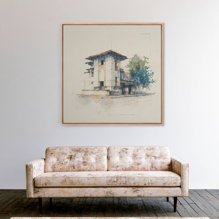 Black and White Architectural Study Framed Canvas Print, Wall Art, Fine Art Print, Living Room Decor, Fine Art, WAL-1x1-80