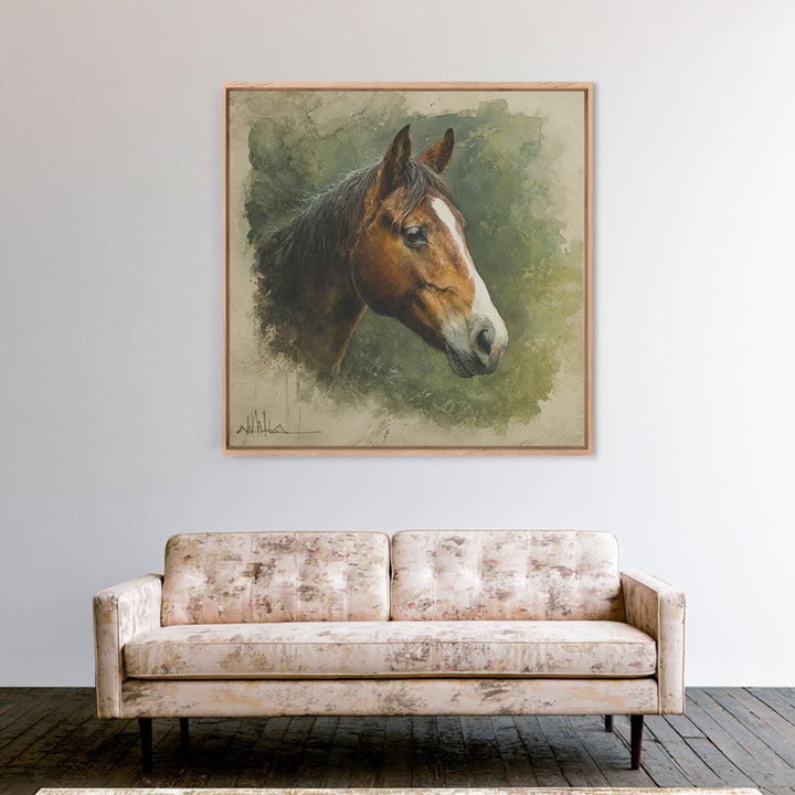 Wild Horse Portrait Canvas Print, Wall Art, Minimalist Decor, Living Room Decor, Fine Art, Wall Art Prints, Mid Century Modern, WAL-1x1-85
