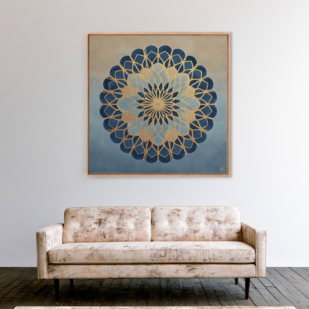Sacred Geometry Mandala Framed Canvas Print, Wall Art, Living Room Decor, Oil Painting, Metal Wall Art, Digital Wall Art, WAL-1x1-93