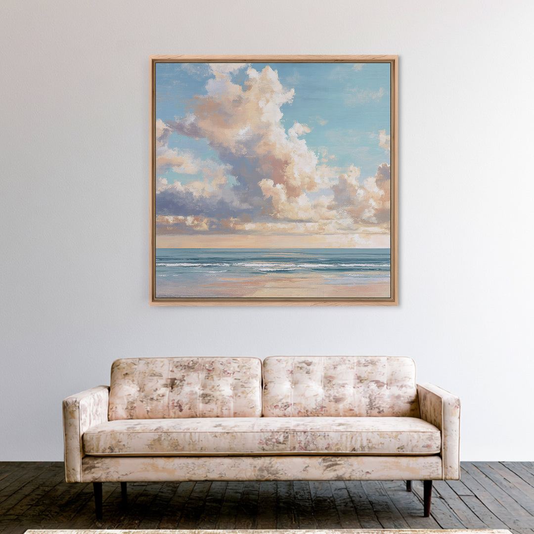 Classic Seascape with Dramatic Clouds Canvas Print, Wall Art, Art, Living Room Decor, Fine Art, Wall Clock, Large Wall Art, WAL-1x1-99