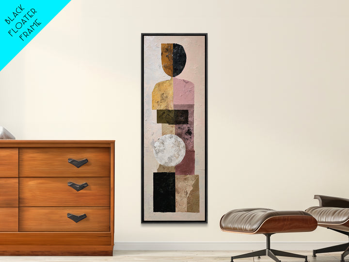 Mid Century Color Block Composition Framed Canvas Print, Wall Art, Art, Living Room Decor, Fine Art, Wall Clock, WAL-1x3-24