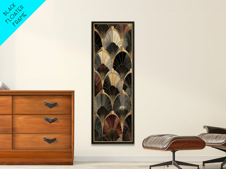 Art Deco Gold Fan Pattern Canvas Print, Wall Art, Painting, Living Room Decor, Fine Art, Wall Hanging, Home Decor Gift, WAL-1x3-32