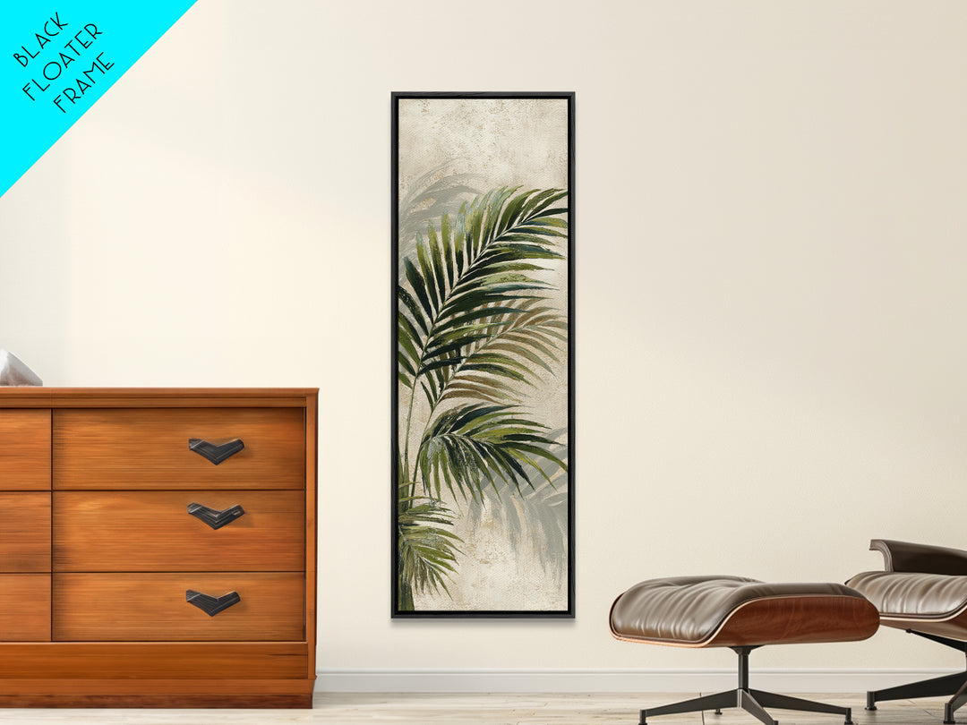 Tropical Palm Leaf Painting Framed Canvas Print, Wall Art, Minimalist Decor, Living Room Decor, Oil Painting, WAL-1x3-4