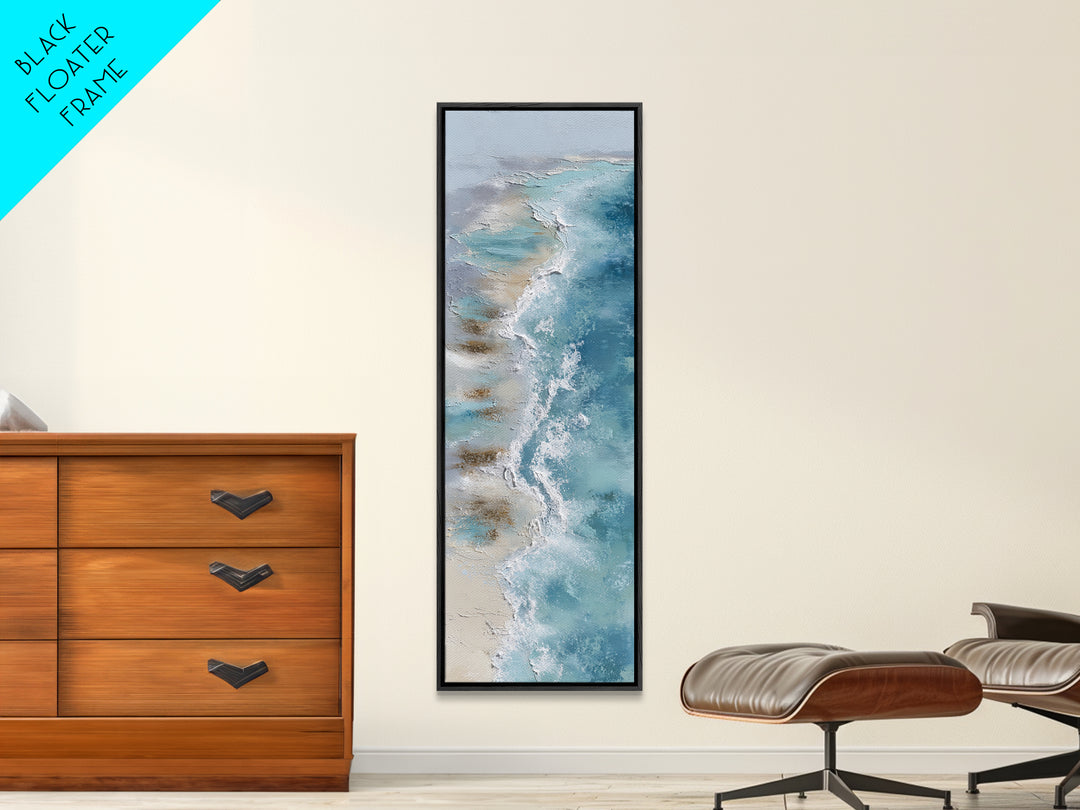 Coastal Aerial Water Study Framed Canvas Print, Wall Art, Home Decor Gift, Living Room Decor, Fine Art, Neutral Decor, WAL-1x3-47