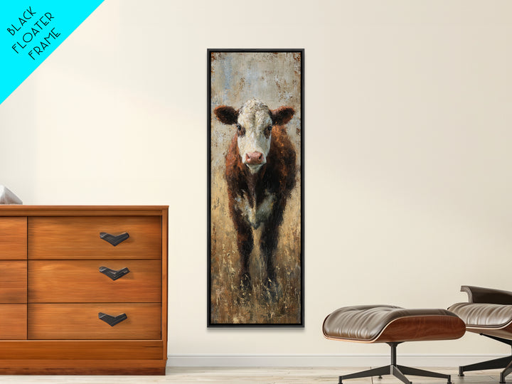 Rustic Farmhouse Cow Portrait Canvas Print, Wall Art, Framed Wall Art, Living Room Decor, Fine Art, Fine Art Print, WAL-1x3-55