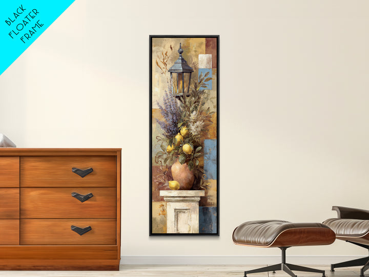 Mediterranean Lemon Branch Still Life Framed Canvas Print, Wall Art, Abstract Wall Art, Living Room Decor, Fine Art, WAL-1x3-58