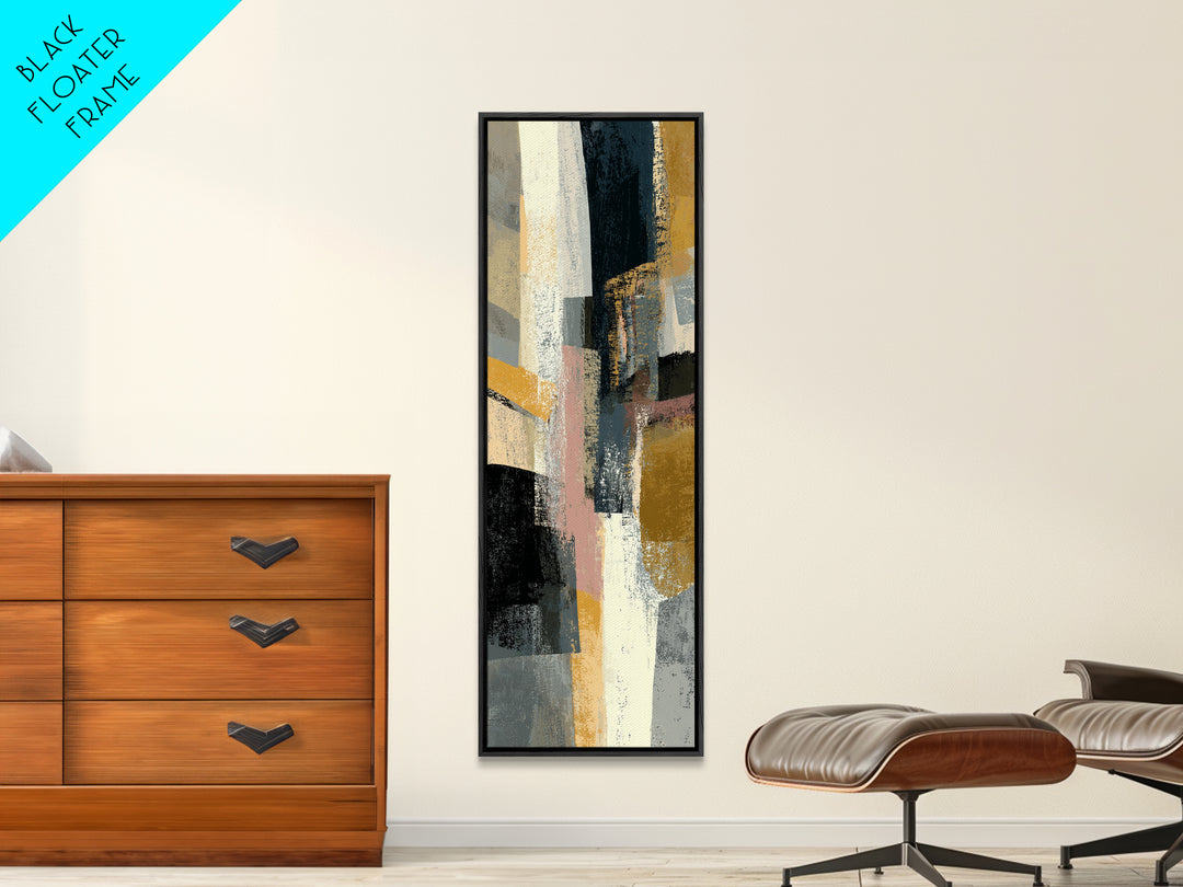 Statement Abstract with Bold Layered Brushwork Framed Canvas Print, Wall Art, Wall Decor, Living Room Decor, Abstract Art, WAL-1x3-61