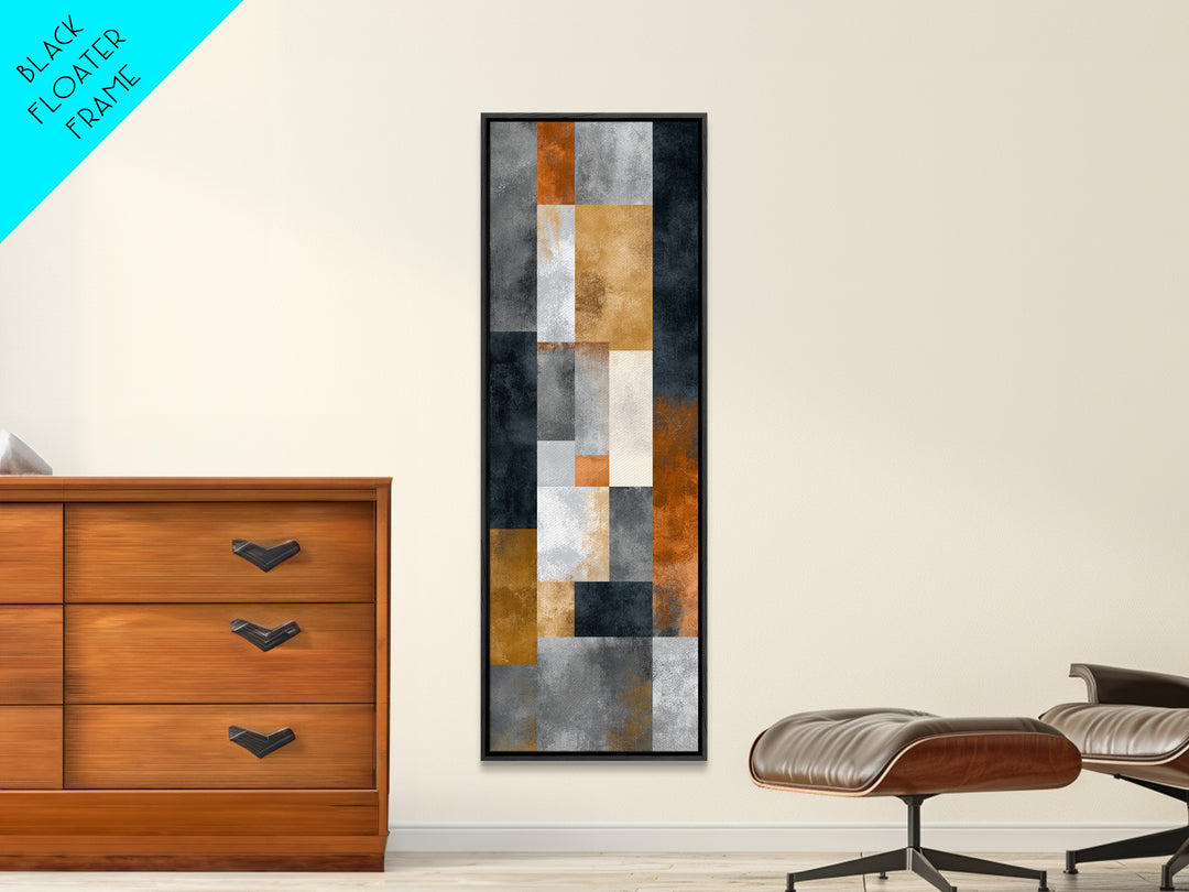 Modern Geometric Composition for Living Spaces Framed Canvas Print, Wall Art, Wall Hanging, Living Room Decor, Abstract Art, WAL-1x3-64