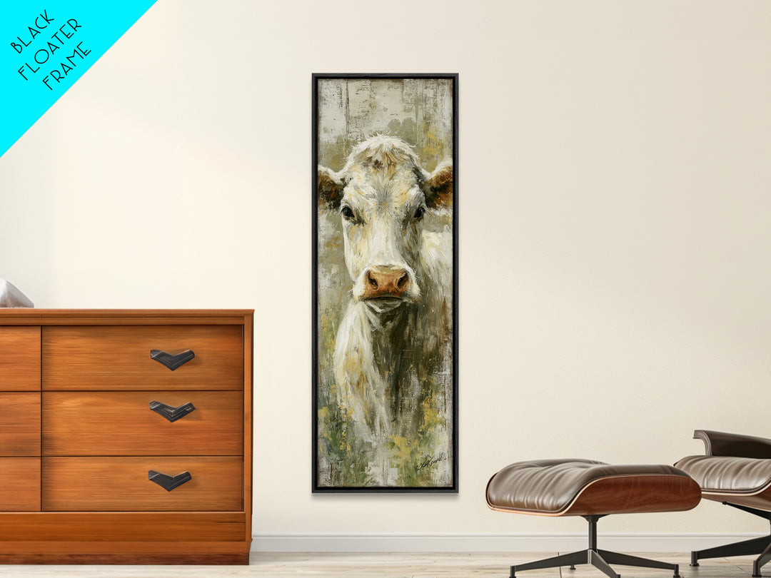 Rustic Farmhouse Cow Portrait Canvas Print, Wall Art, Canvas, Living Room Decor, Oil Painting, Canvas Wall Art, WAL-1x3-7