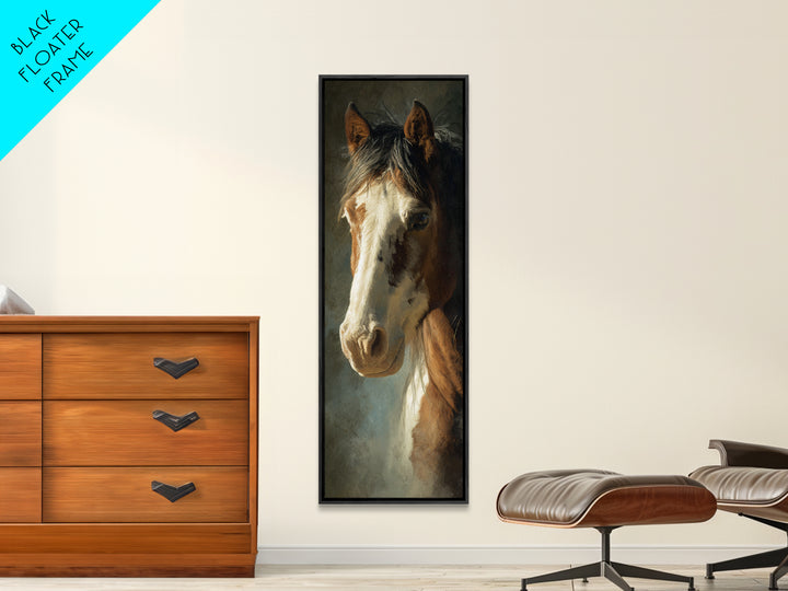 Wild Horse Portrait Canvas Print, Wall Art, Boho Decor, Living Room Decor, Fine Art, Painting, Art Print, Heart, WAL-1x3-97