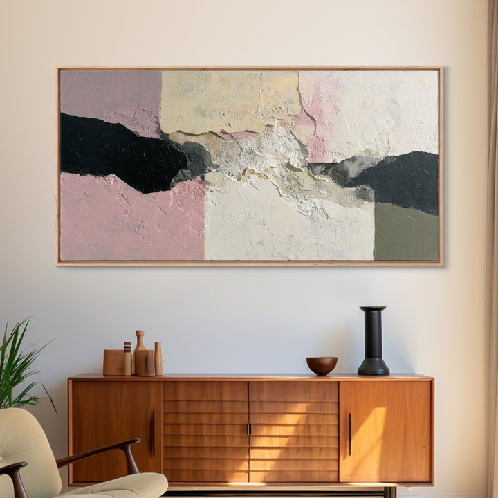 Luxury Neutral Plaster Texture Abstract Framed Canvas Print, Wall Art, Original Art, Living Room Decor, Abstract Art, WAL-2x1-11