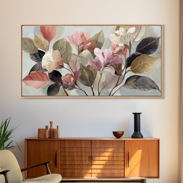 Large Botanical Print Canvas Print, Wall Art, Textured Painting, Living Room Decor, Fine Art, Wall Hangings, WAL-2x1-22