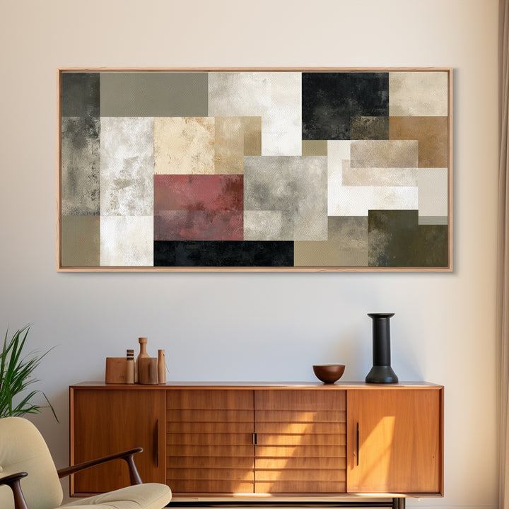 Modern Geometric Composition for Living Spaces Framed Canvas Print, Wall Art, Minimalist Decor, Living Room Decor, Fine Art, WAL-2x1-24