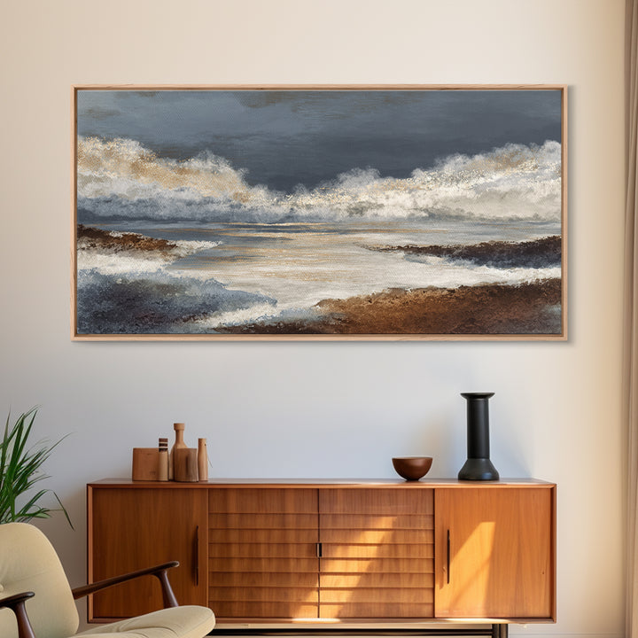 Mid Century Color Block Composition Canvas Print, Wall Art, Living Room Decor, Oil Painting, Metal Wall Art, WAL-2x1-32