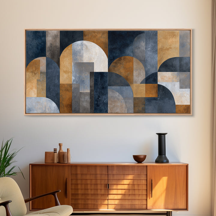 Luxury Neutral Plaster Texture Abstract Framed Canvas Print, Wall Art, Living Room Decor, Abstract Art, Metal Wall Art, WAL-2x1-35