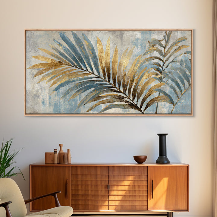 Tropical Palm Leaf Painting Canvas Print, Wall Art, Home Decor, Living Room Decor, Fine Art, Digital Wall Art, WAL-2x1-36