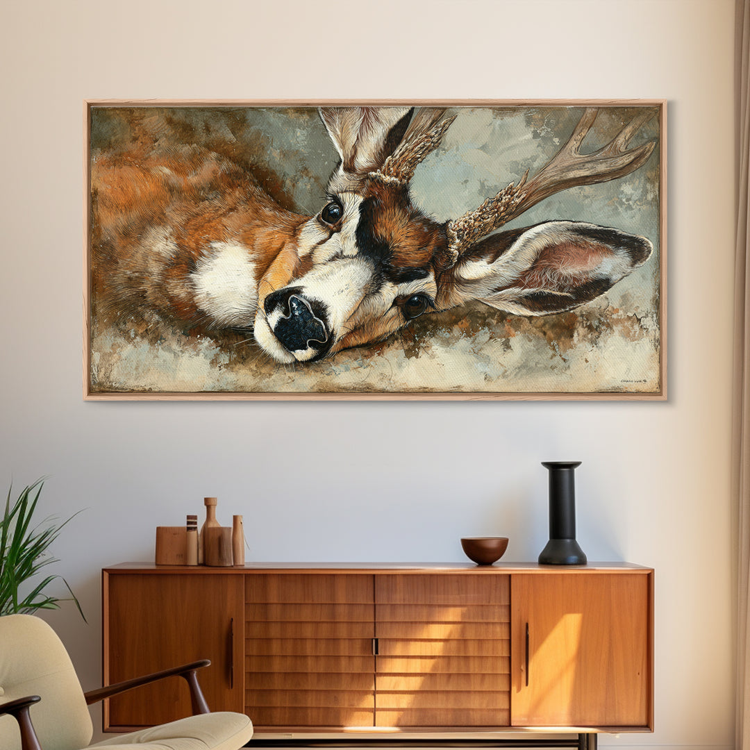 Whimsical Animal Portrait Framed Canvas Print, Wall Art, Printable Wall Art, Living Room Decor, Fine Art, Original Art, WAL-2x1-43