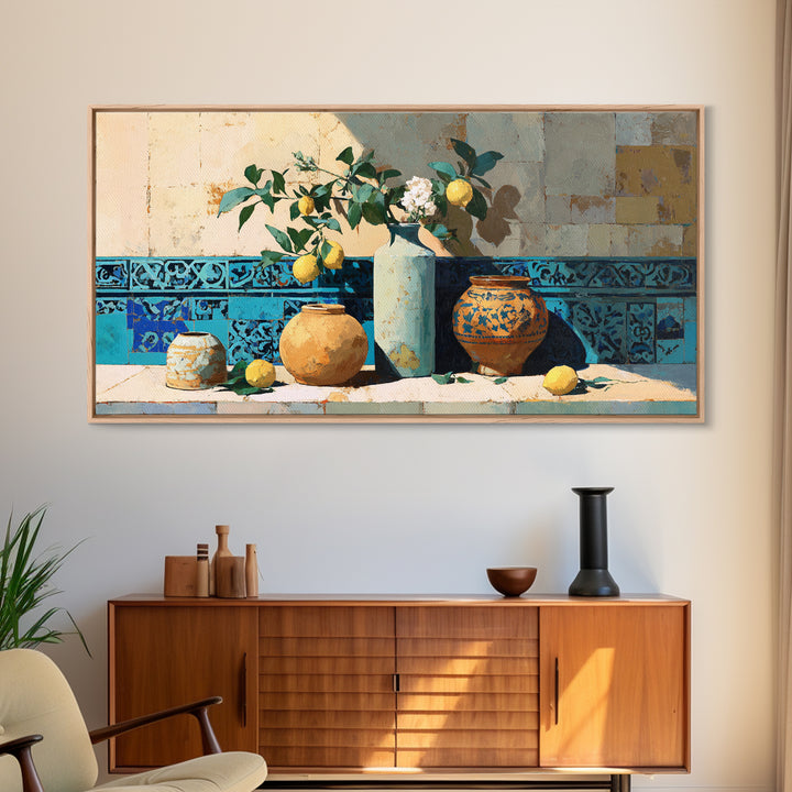 Mediterranean Lemon Branch Still Life Canvas Print, Wall Art, Home Decor, Living Room Decor, Fine Art, Digital Wall Art, WAL-2x1-66