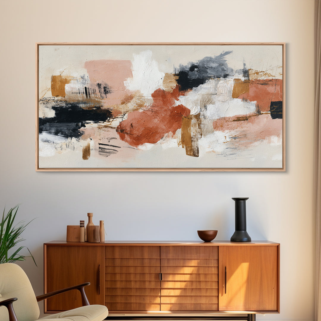 Statement Abstract with Bold Layered Brushwork Canvas Print, Wall Art, Wall Hanging, Living Room Decor, Abstract Art, WAL-2x1-69