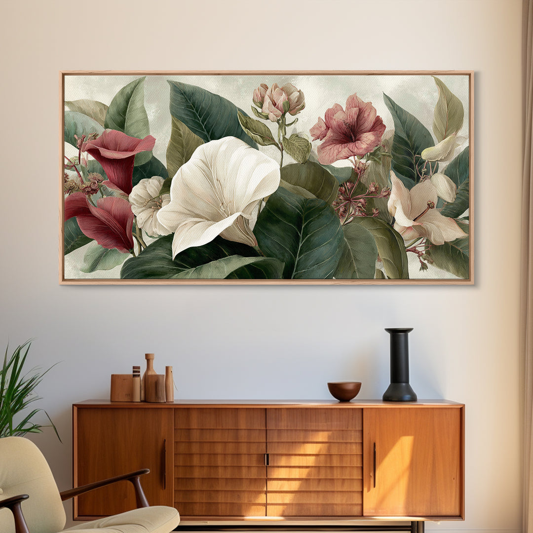 Large Botanical Print Canvas Print, Wall Art, Printable Wall Art, Living Room Decor, Oil Painting, Original Art, WAL-2x1-70