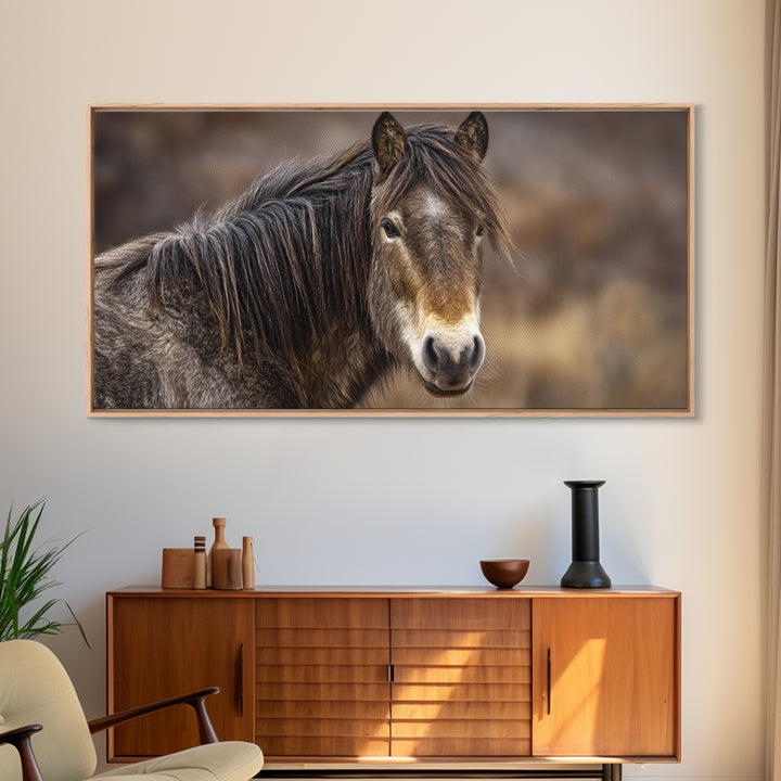 Wild Horse Portrait Framed Canvas Print, Wall Art, Wall Decor, Living Room Decor, Fine Art, Large Wall Art, Art Deco, WAL-2x1-9