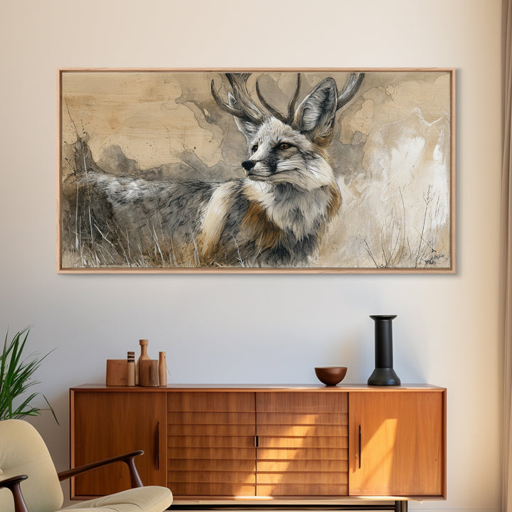 Whimsical Animal Portrait Framed Canvas Print, Wall Art, Wall Art Prints, Living Room Decor, Fine Art, Abstract Art, WAL-2x1-91