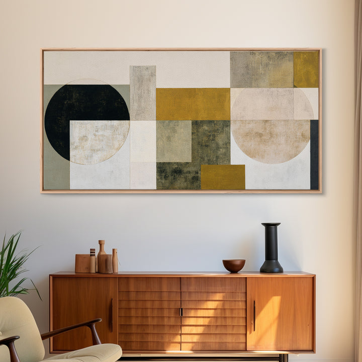 Modern Geometric Composition for Living Spaces Framed Canvas Print, Wall Art, Framed Wall Art, Living Room Decor, Fine Art, WAL-2x1-96