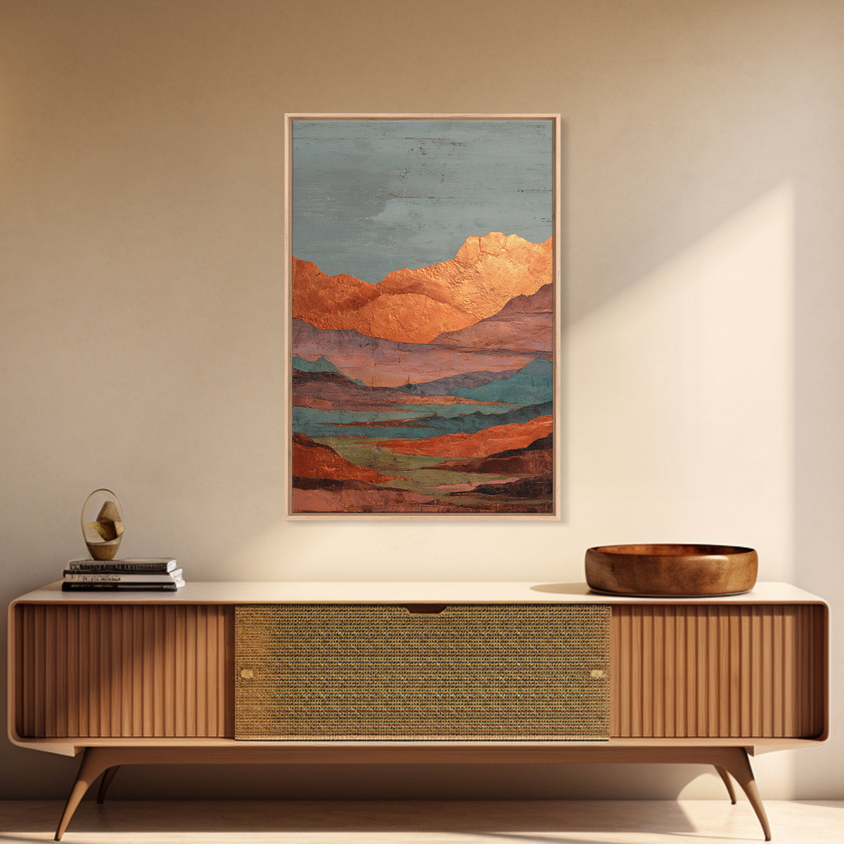 Desert Landscape in Warm Terracotta Tones Canvas Print, Wall Art, Minimalist Decor, Living Room Decor, Oil Painting, WAL-2x3-15