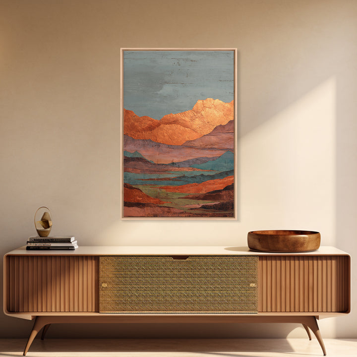 Desert Landscape in Warm Terracotta Tones Canvas Print, Wall Art, Minimalist Decor, Living Room Decor, Oil Painting, WAL-2x3-15