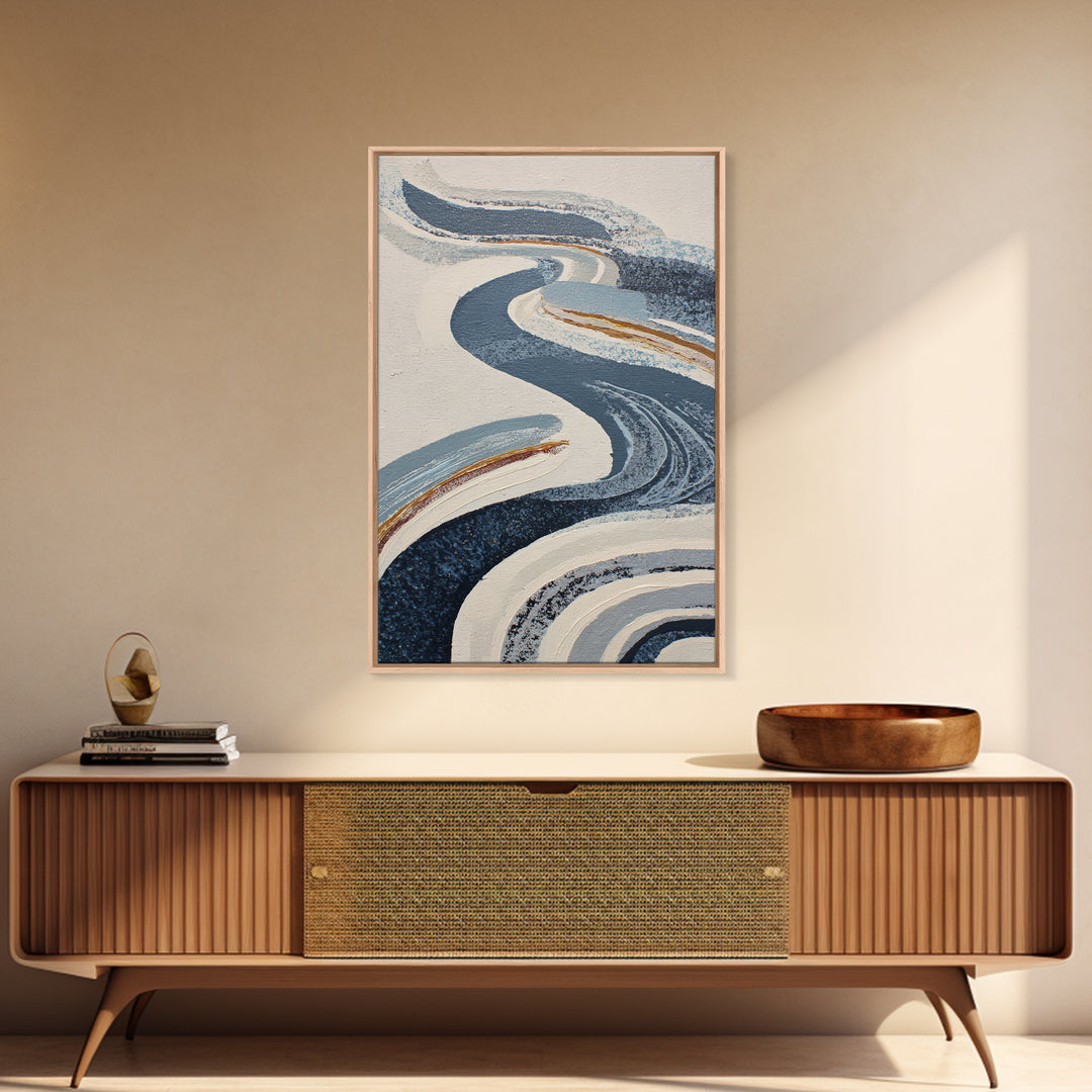 Statement Abstract with Bold Layered Brushwork Framed Canvas Print, Wall Art, Wall Clock, Living Room Decor, Abstract Art, WAL-2x3-33