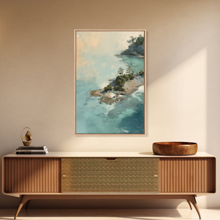 Coastal Aerial Water Study Framed Canvas Print, Wall Art, Wall Art Prints, Living Room Decor, Fine Art, Abstract Art, WAL-2x3-43