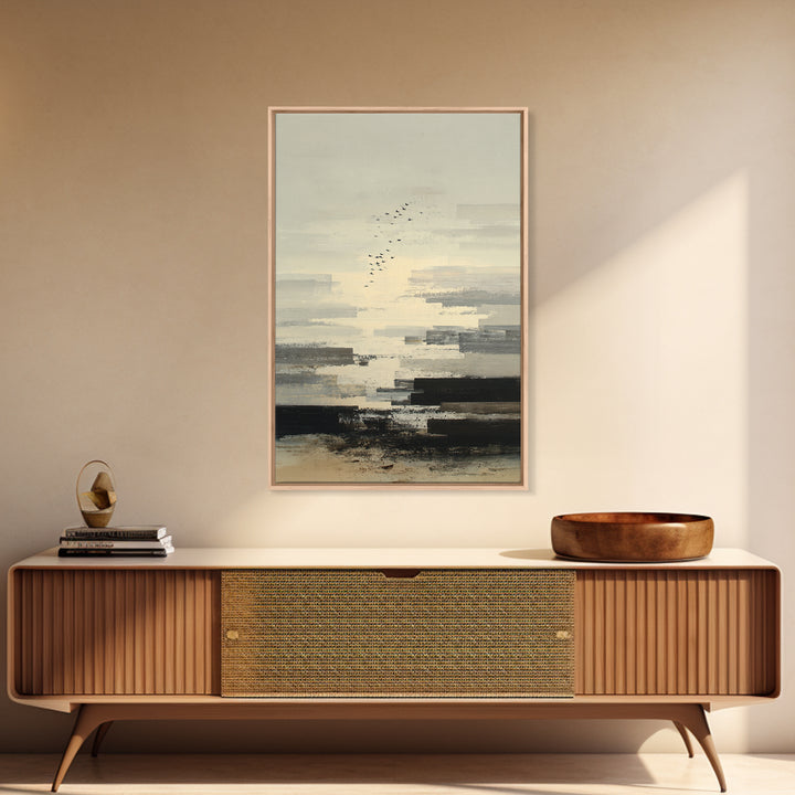 Luxury Neutral Plaster Texture Abstract Framed Canvas Print, Wall Art, Mid Century Modern, Living Room Decor, Fine Art, WAL-2x3-47