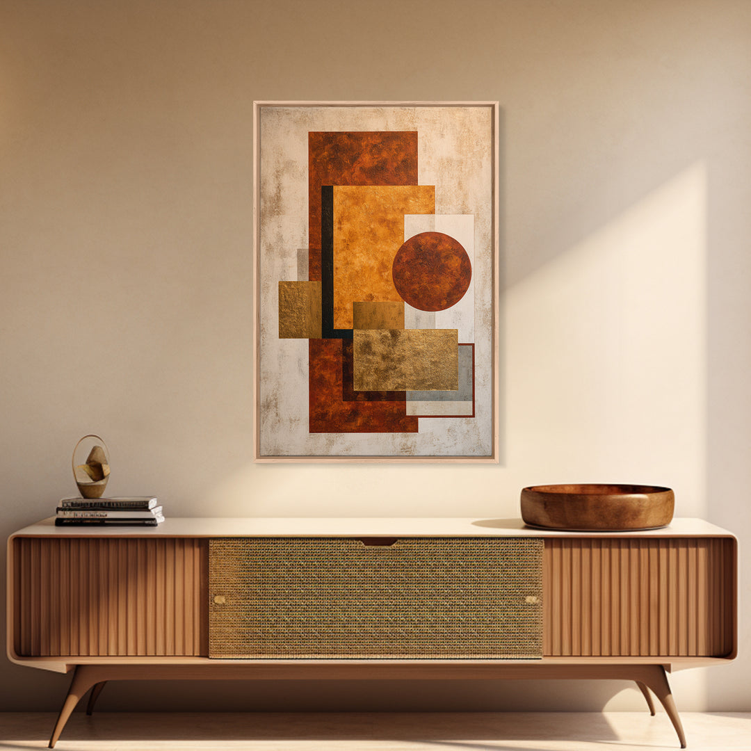Modern Geometric Composition for Living Spaces Framed Canvas Print, Wall Art, Canvas, Living Room Decor, Abstract Art, WAL-2x3-60