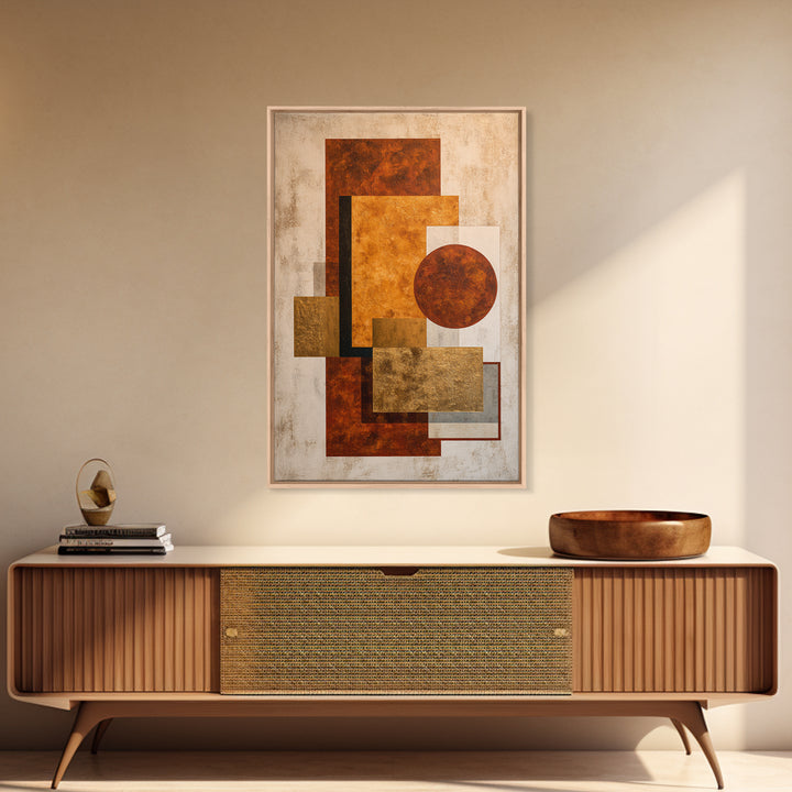 Modern Geometric Composition for Living Spaces Framed Canvas Print, Wall Art, Canvas, Living Room Decor, Abstract Art, WAL-2x3-60