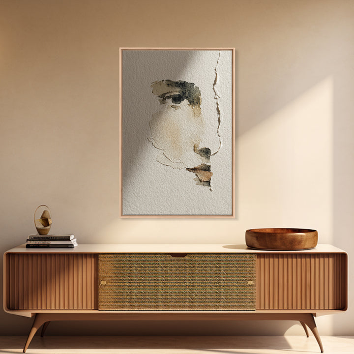 Minimal Line Portrait Canvas Print, Wall Art, Mid Century Modern, Living Room Decor, Fine Art, Textured Wall Art, WAL-2x3-86
