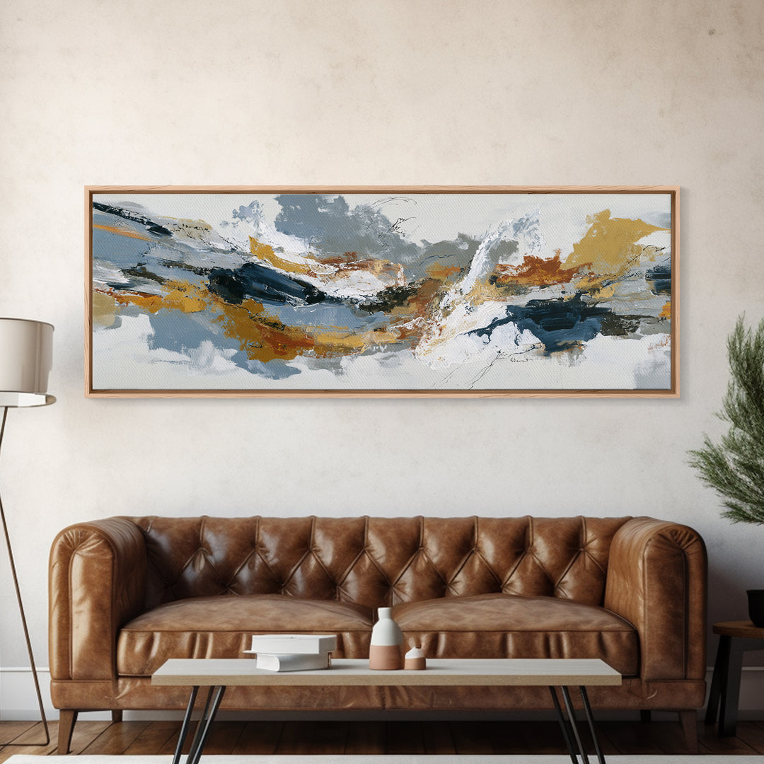 Statement Abstract with Bold Layered Brushwork Canvas Print, Wall Art, Textured Wall Art, Living Room Decor, WAL-3x1-17