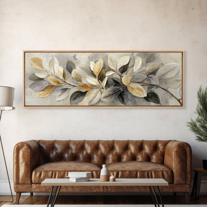 Large Botanical Print Framed Canvas Print, Wall Art, Digital Wall Art, Living Room Decor, Watercolor Art, Wood Wall Art, WAL-3x1-18