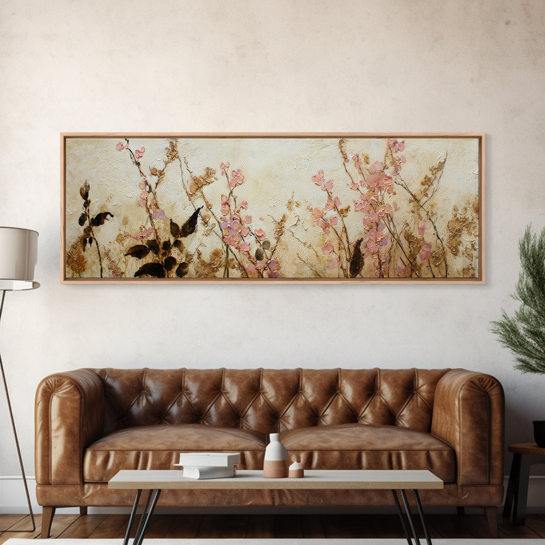 Soft Floral Oil Painting Canvas Print, Wall Art, Digital Print, Living Room Decor, Fine Art, Luxury Decor, Textured Painting, WAL-3x1-21