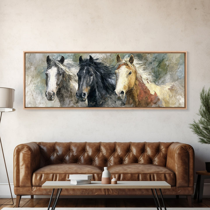 Wild Horse Portrait Canvas Print, Wall Art, Framed Wall Art, Living Room Decor, Fine Art, Fine Art Print, Statement Artwork, WAL-3x1-29