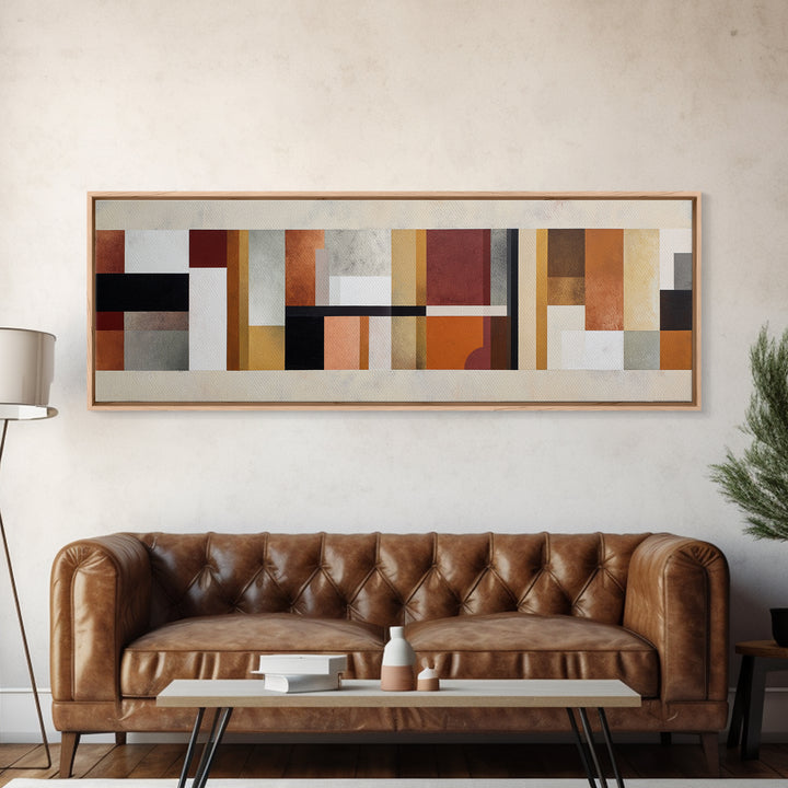 Modern Geometric Composition for Living Spaces Framed Canvas Print, Wall Art, Modern Decor, Living Room Decor, Abstract Art, WAL-3x1-44