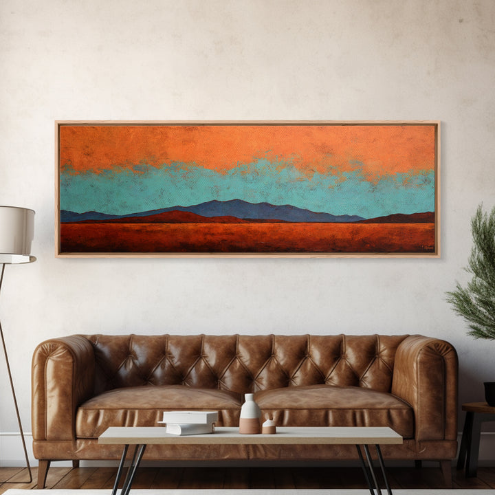 Desert Landscape in Warm Terracotta Tones Framed Canvas Print, Wall Art, Heart, Living Room Decor, Fine Art, WAL-3x1-47