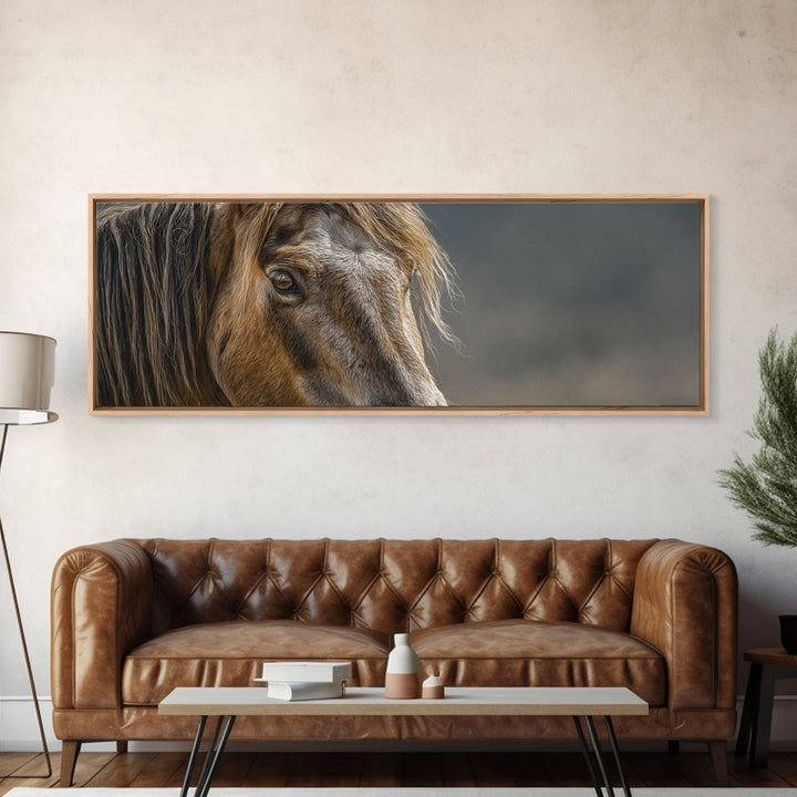 Wild Horse Portrait Framed Canvas Print, Wall Art, Prints Wall Art, Living Room Decor, Fine Art, Textured Painting, WAL-3x1-53