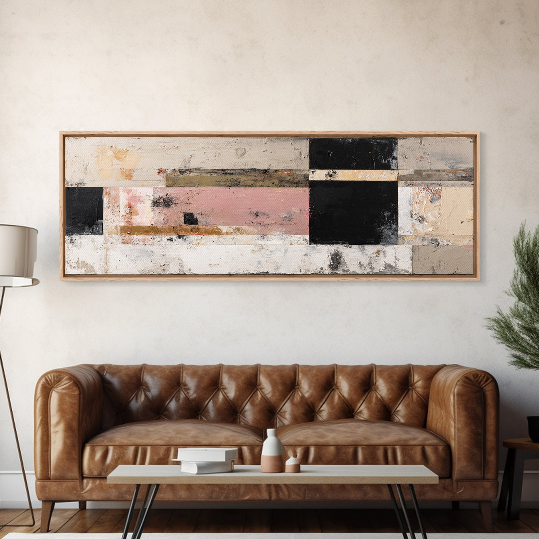 Modern Geometric Composition for Living Spaces Framed Canvas Print, Wall Art, Home Decor, Living Room Decor, Abstract Art, WAL-3x1-68